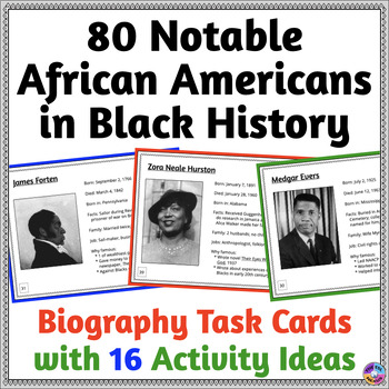 African-American Biography Task Cards for Writing, Speaking & Listening Practice