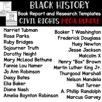 Preview of African American Black History Civil Rights Report Templates MEGA BUNDLE