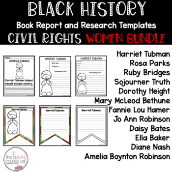 Preview of African American Black History Report Templates Women in Civil Rights BUNDLE