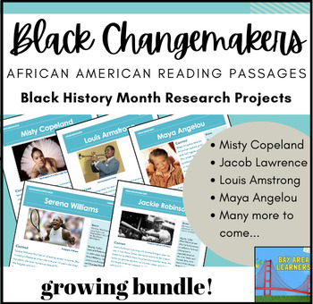 Preview of Biographical Reading Passages- Research- GROWING BUNDLE- Black History Month