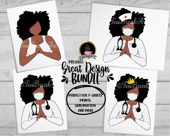 African American Doctor Nurse Praying Digital Cutting Files Svg Png Eps 1138