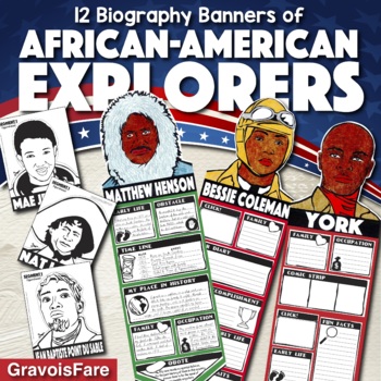 Preview of African-American Explorers - Biography Banners - Black History Month