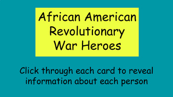 Preview of African American Heroes American Revolutionary War Cards Distance Learning