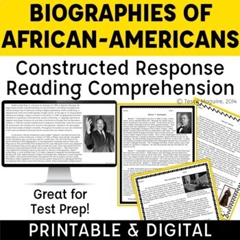 Preview of Black History Month Reading Comprehension Biographies RACE Test Prep Activities
