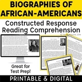 Black History Month Biographies Constructed Response with 