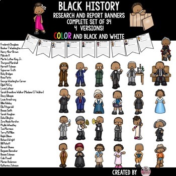 Preview of African American History BUNDLE Banner Research Report Templates COMPLETE SET