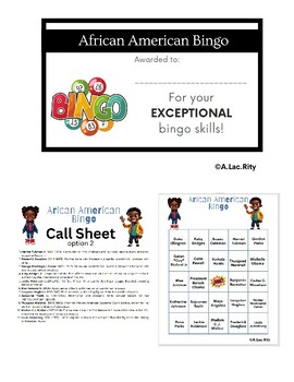 Preview of African American History Bingo