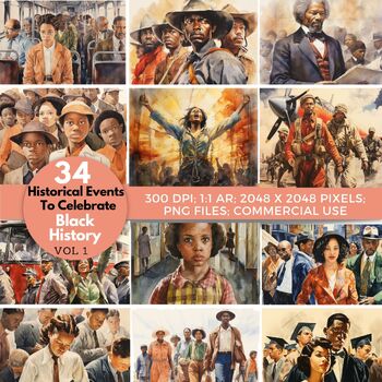 Preview of African American History Month Events Clipart Black History Month & Juneteenth