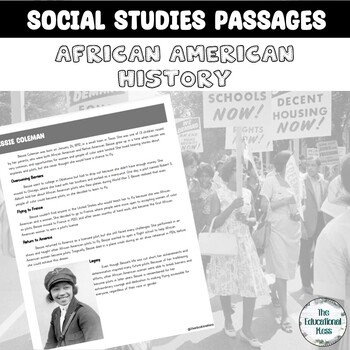 Preview of African American History, Social Studies Passages 3rd-5th (Twenty-Two Passages!)