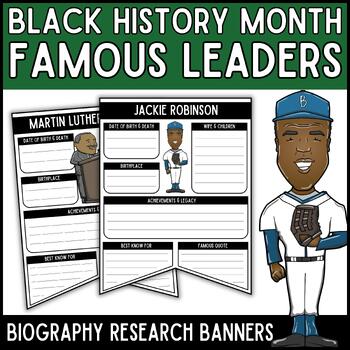 Preview of African-American Leaders Biography Research Report Banners - Black History Month