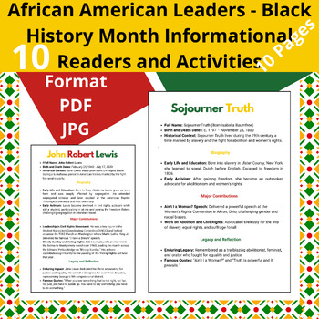 Preview of Black History Month Biography leaders | Quotes and information