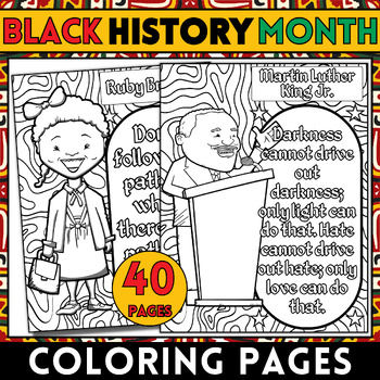 Preview of African American Leaders Quotes Coloring Pages & Posters | Black History Month