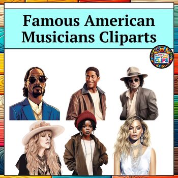 Preview of African-American Music Icons Clipart Set - 27 Legendary Artists | Black History