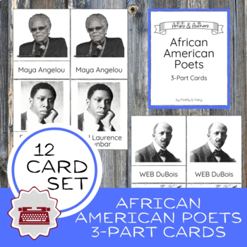 Preview of African American Poets 3 Part Cards Montessori Language Arts Black History Month