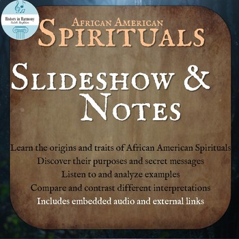 Preview of African American Spirituals Music History Powerpoint and Notes