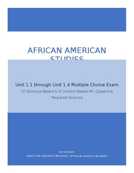 Preview of African American Studies Unit 1.1-1.4 MC Test