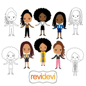 Preview of African American Woman Characters Clip Art