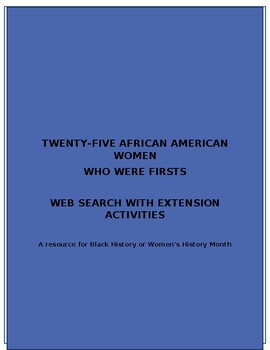 Preview of African American Women Firsts Web Search with Extension Activities