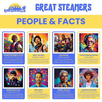 Preview of African Americans of STEAM - Great STEAMers People and Facts Cards (Expandable)
