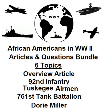 Preview of African Americans in World War II Article & Question Bundle (5 PDF Assignments)