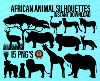 Download African Animal Silhouette Clipart Hand Drawn Jungle Safari Animal Illustrations