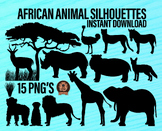 African Animal Silhouette Clipart Png, Hand Drawn Safari A