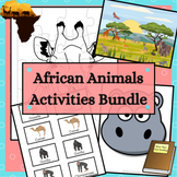 African Animals Activities Bundle with Stories Games Color