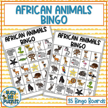 Preview of African Animals Bingo Game Activity - African Safari - 35 Cards Included