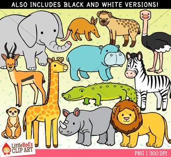 African Animals Clip Art by LittleRed | TPT