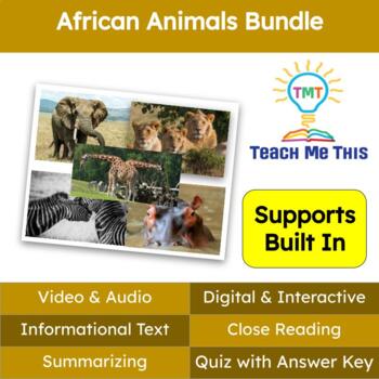 Preview of African Animals Informational Text Reading Passage and Activities Bundle