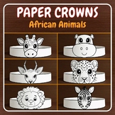 African Animals Paper Crowns Printable headband Coloring C