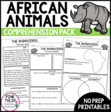 African Animals - Reading Comprehension Pack