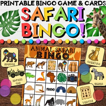 Preview of Safari Bingo Game with African Animal Themed Boards & Vocabulary Calling Cards