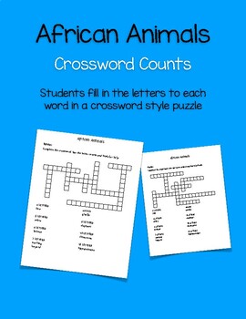 African Animals Vocabulary Crossword style puzzles TPT