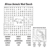 African Animals Word Search