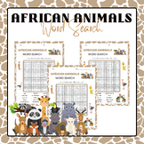 African Animals Word Search | Safari Activities | End of Y