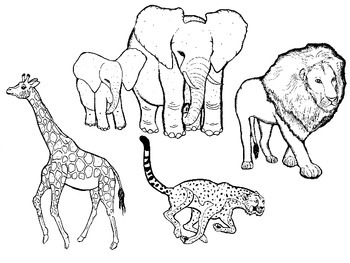 black and white animals clipart