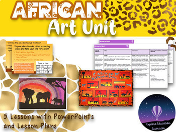 Preview of African Art Unit - 5 Lessons (lesson plans, PowerPoints, activities)