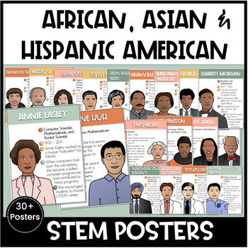 Preview of African, Asian, Hispanic, Pacific Heritage Month STEM Posters Scientists