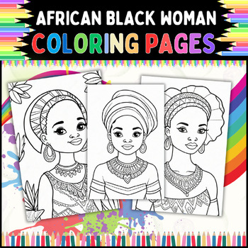 Preview of African Black Woman and Girls Coloring Pages: Celebrate Diversity and Beauty