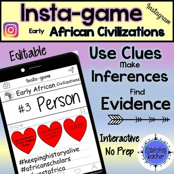 Preview of African Civilizations Activity - Instagram (Editable Insta-game)