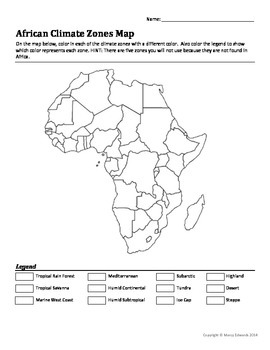 african climate zones map worksheet by marcy edwards tpt