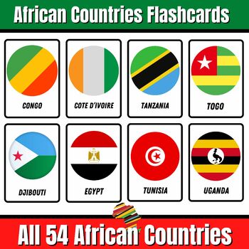 Preview of African Countries Flashcards | All 54 African Countries | Africa Flash Cards