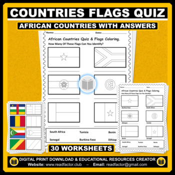 Preview of African Countries Quiz With Answers and Flags Coloring