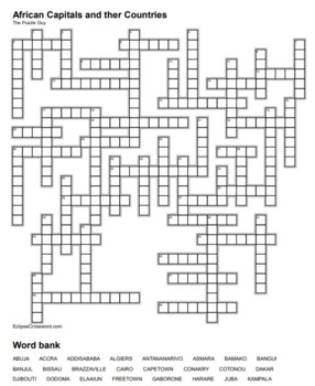 African Countries and Capitals crossword 2 Puzzles by The Puzzle Guy