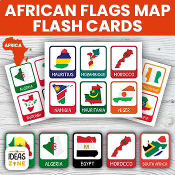 Preview of African Country Flags Map Flash Cards