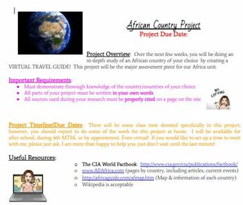 Preview of African Country Research Project - Create a Travel Brochure/Guide!
