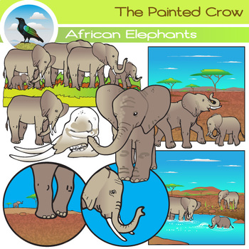 Preview of African Elephants Clip Art Set