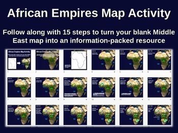 Preview of African Empires Map Activity - fun, easy, engaging follow-along 20-slide PPT