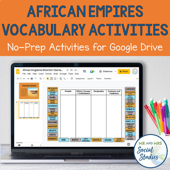 Preview of African Empires Vocabulary Activities for Google Drive